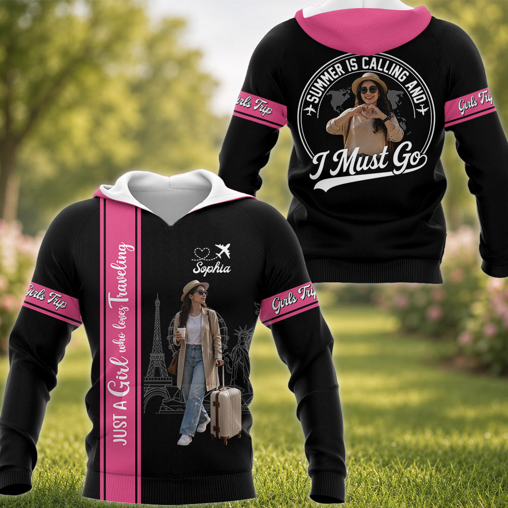 Just A Girl Boy Who Loves Traveling - Personalized Travel Shirt, Custom Photo Vacation Shirt Na02 Hv01