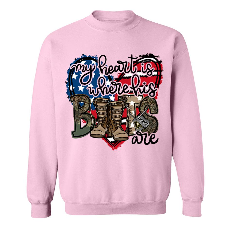 My Heart Is Where His Boots Are Custom Shirt For Military Mom Wife Sister... Family Member 4th July Shirt H2511 Trna