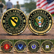 Personalized U.S. Army Veteran Challenge Coin, Custom Name, Division & Service Years, Military Retirement or Veterans Day Gift H2511 Trna