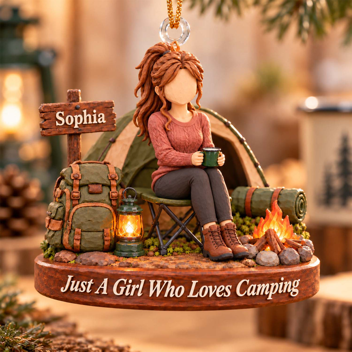 Just A Girl Who Loves Camping, Personalized Camping Ornament, Custom Name Gift, Gift For Camping Lovers MI209 Pt99