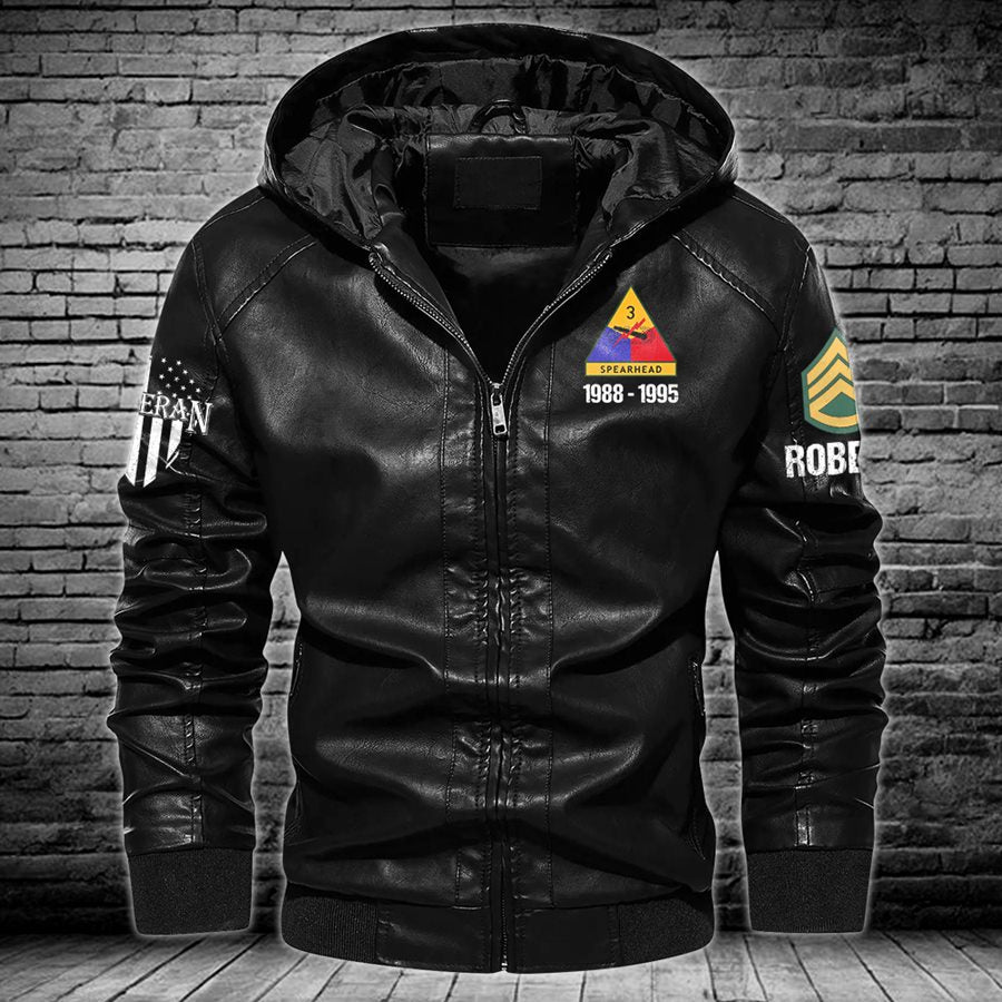 Skull Sons Of America US Army Veteran Custom Leather Jacket For Soldier Veteran H2511 Trna