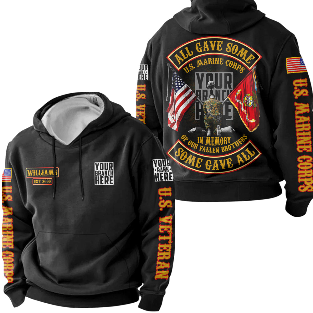 All Gave Some Some Gave All Personalized All Over Print Shirt For Veteran Custom Branch Rank Shirt H2511