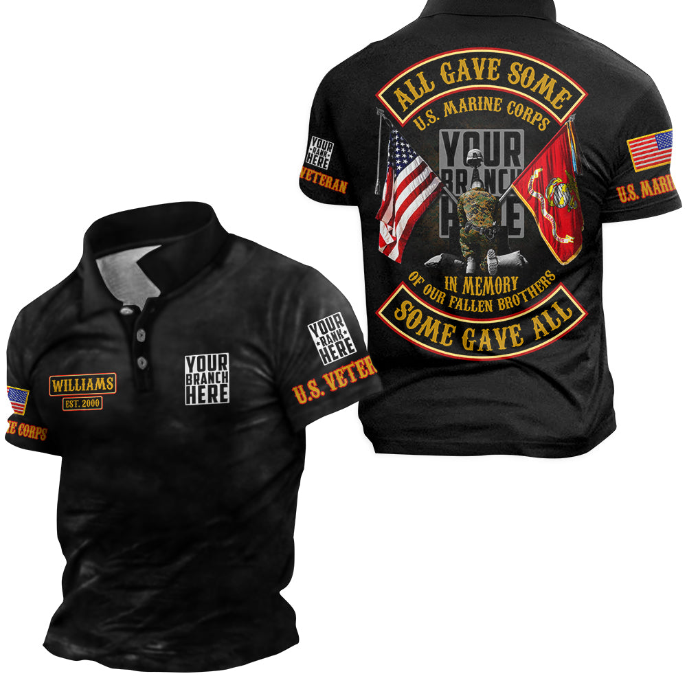 All Gave Some Some Gave All Personalized All Over Print Shirt For Veteran Custom Branch Rank Shirt H2511