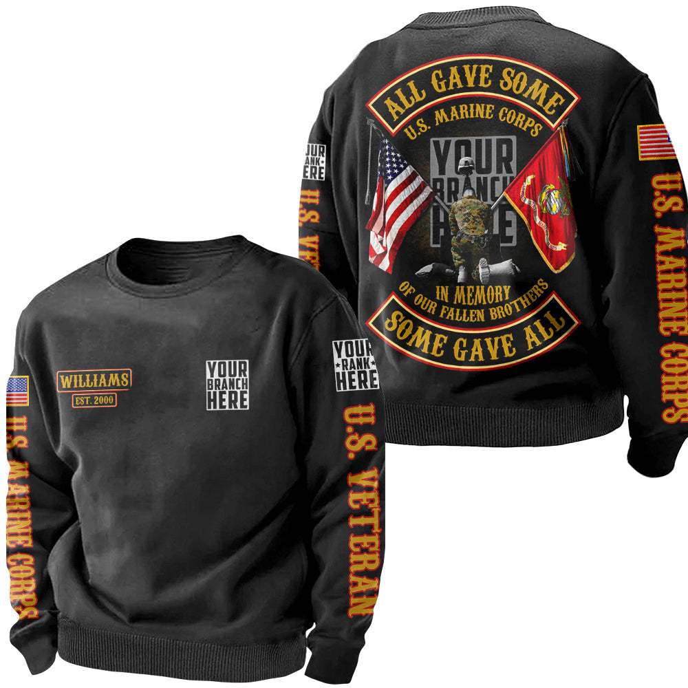 All Gave Some Some Gave All Personalized All Over Print Shirt For Veteran Custom Branch Rank Shirt H2511