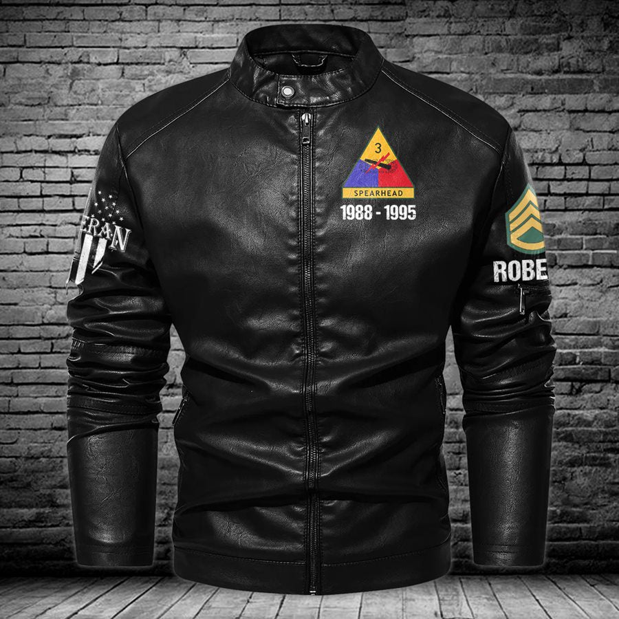 Skull Sons Of America US Army Veteran Custom Leather Jacket For Soldier Veteran H2511 Trna