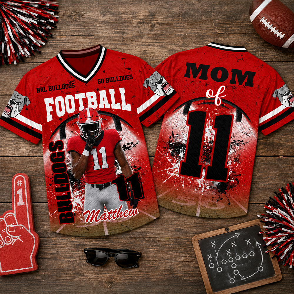 Custom Football Mom Jersey with Photo & Player Number – Personalized Game Day Shirt Hv01