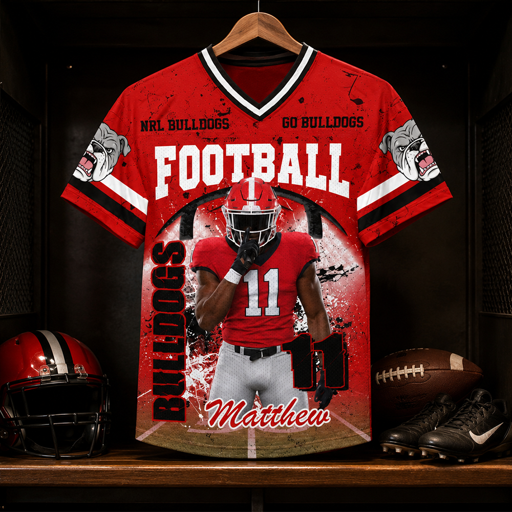 Custom Football Mom Jersey with Photo & Player Number – Personalized Game Day Shirt Hv01