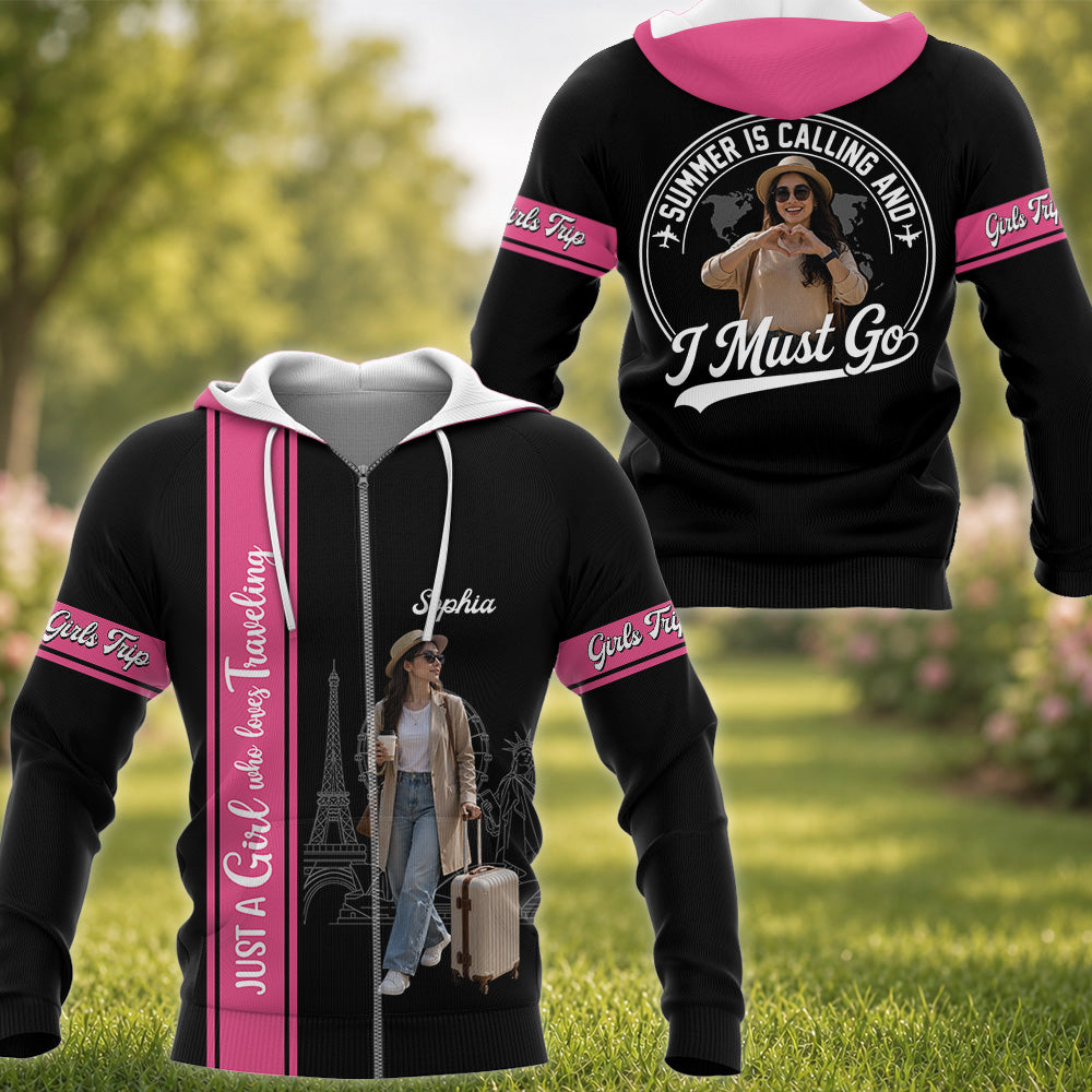 Just A Girl Boy Who Loves Traveling - Personalized Travel Shirt, Custom Photo Vacation Shirt Na02 Hv01