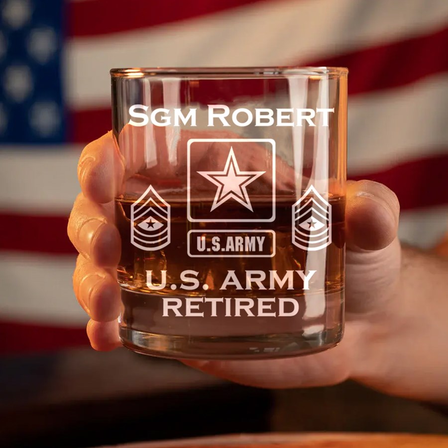 Veteran Personalized Engraved Whiskey Glass Vr2 Custom All Branches Gift For Veterans H2511 Trna