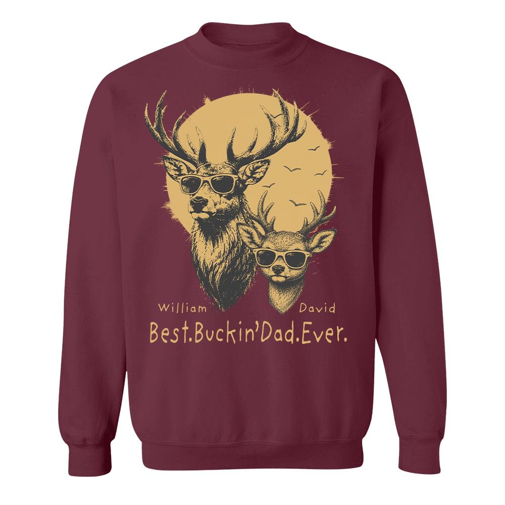 Personalized Best Buckin' Dad Ever T-Shirt Father Day Gifts for Dad Funny Papa Tshirt Cool Daddy Hunting Tee Vr2 Hv01