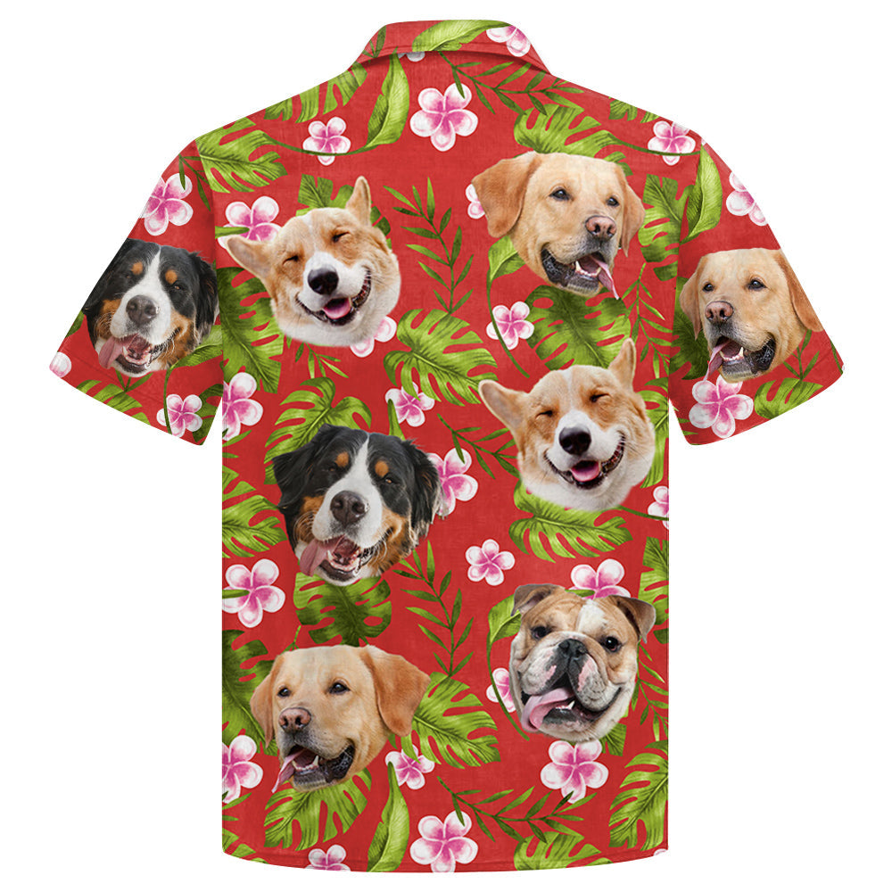 Tropical Vintage Monstera Palm Branches Tropical Flowers Custom Dog Photo Hawaiian Shirt For Dog Lovers H2511