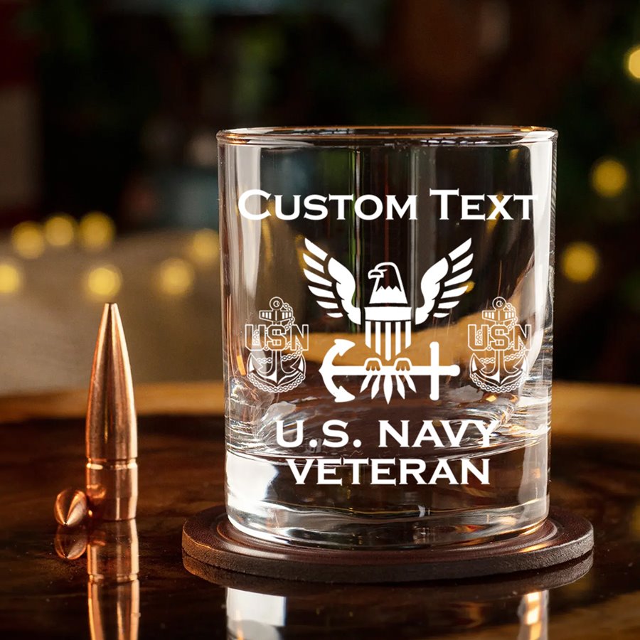 Veteran Personalized Engraved Whiskey Glass Vr2 Custom All Branches Gift For Veterans H2511 Trna