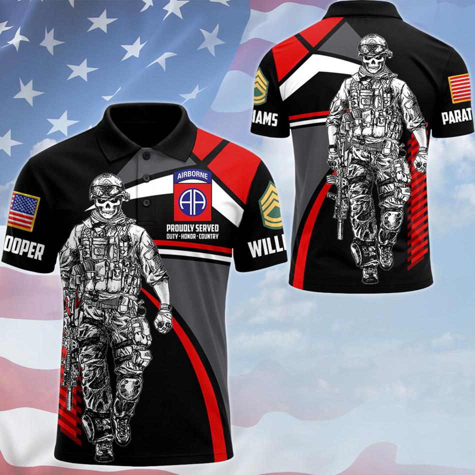 Personalized Proudly Served Duty Honor Country Custom Soldier Division Rank All Over Print Shirt Hoodie For Soldier Veteran Patriot Shirt H2511 Trna