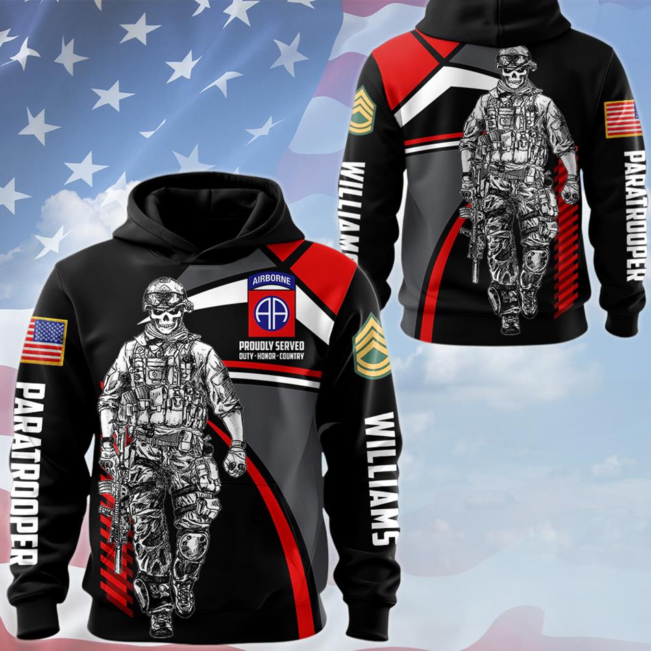 Personalized Proudly Served Duty Honor Country Custom Soldier Division Rank All Over Print Shirt Hoodie For Soldier Veteran Patriot Shirt H2511 Trna