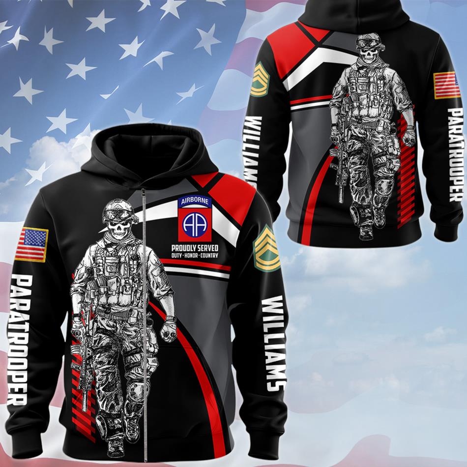 Personalized Proudly Served Duty Honor Country Custom Soldier Division Rank All Over Print Shirt Hoodie For Soldier Veteran Patriot Shirt H2511 Trna