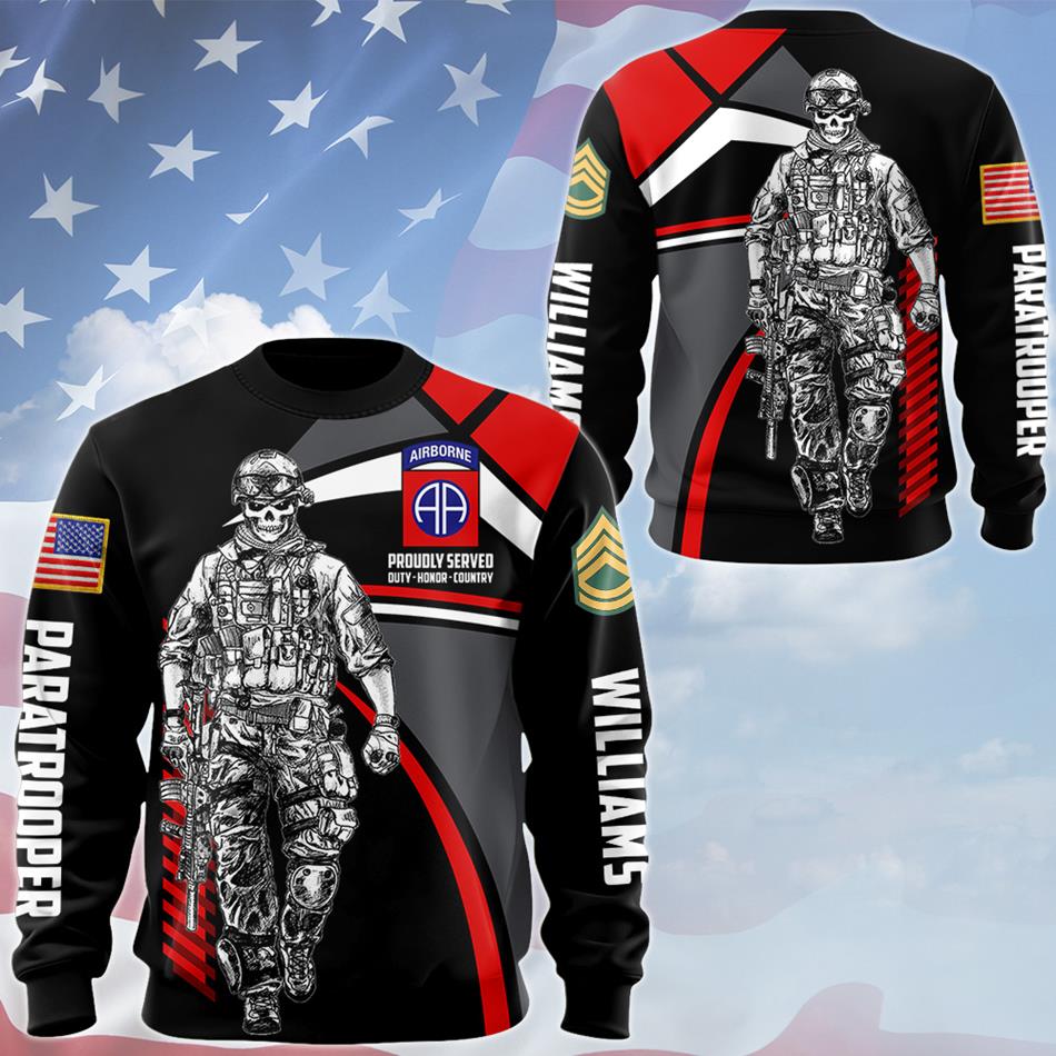 Personalized Proudly Served Duty Honor Country Custom Soldier Division Rank All Over Print Shirt Hoodie For Soldier Veteran Patriot Shirt H2511 Trna