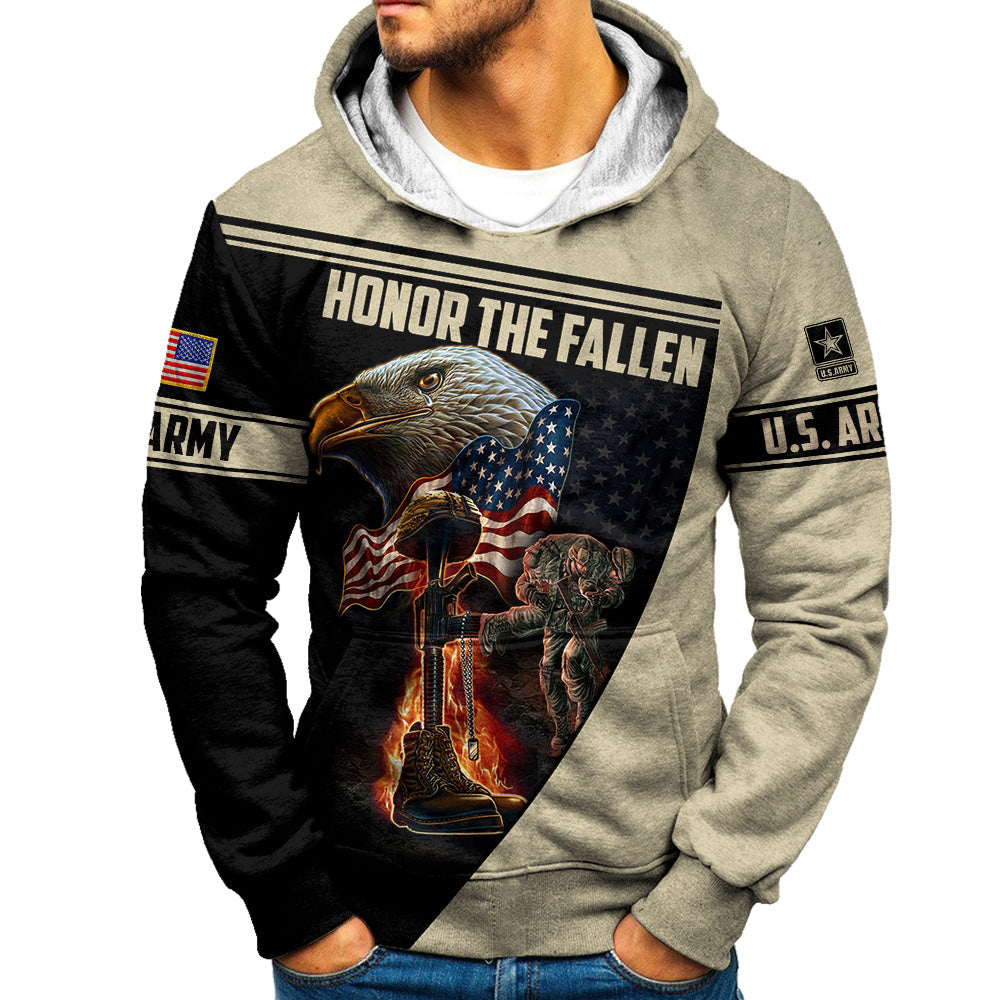 Personalized Shirt Honor The Fallen Boots Rifle Helmet Bald Eagle All Over Print Shirt For Veteran Veterans Day Gift H2511