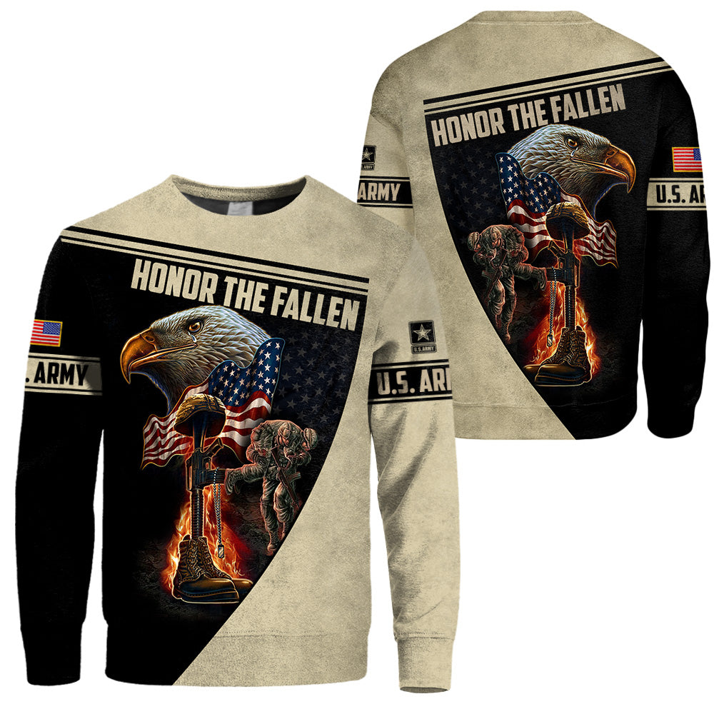 Personalized Shirt Honor The Fallen Boots Rifle Helmet Bald Eagle All Over Print Shirt For Veteran Veterans Day Gift H2511