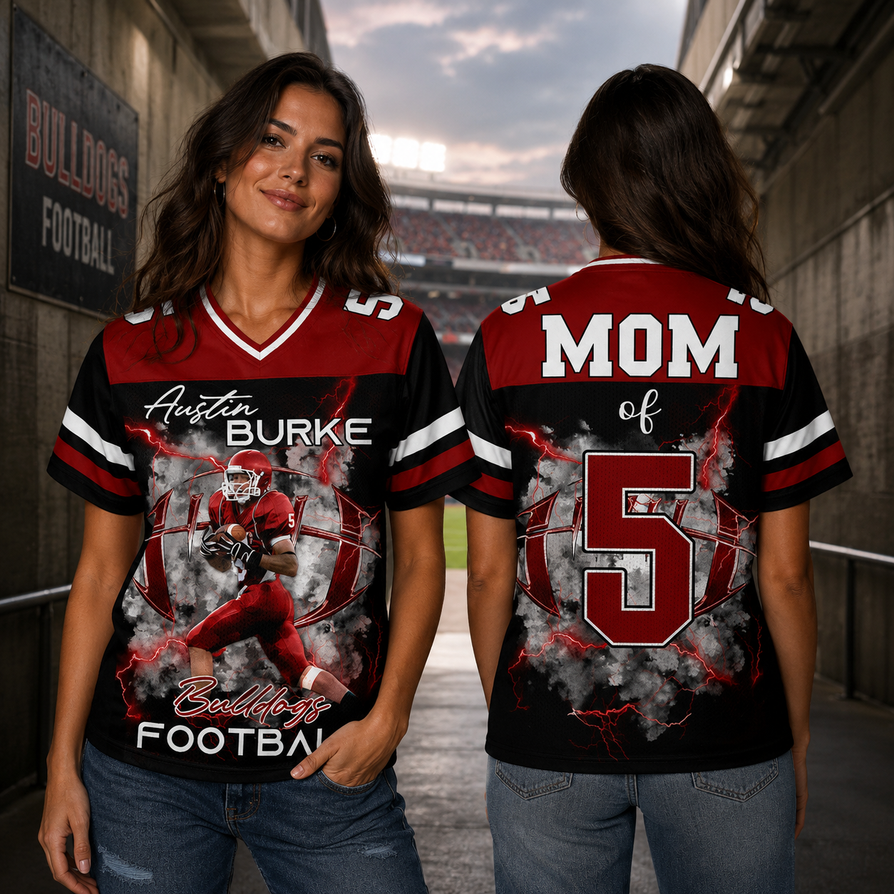Personalied Football Jersey Shirt For Football Family Custom Photo Game Day Family Shirt H2511