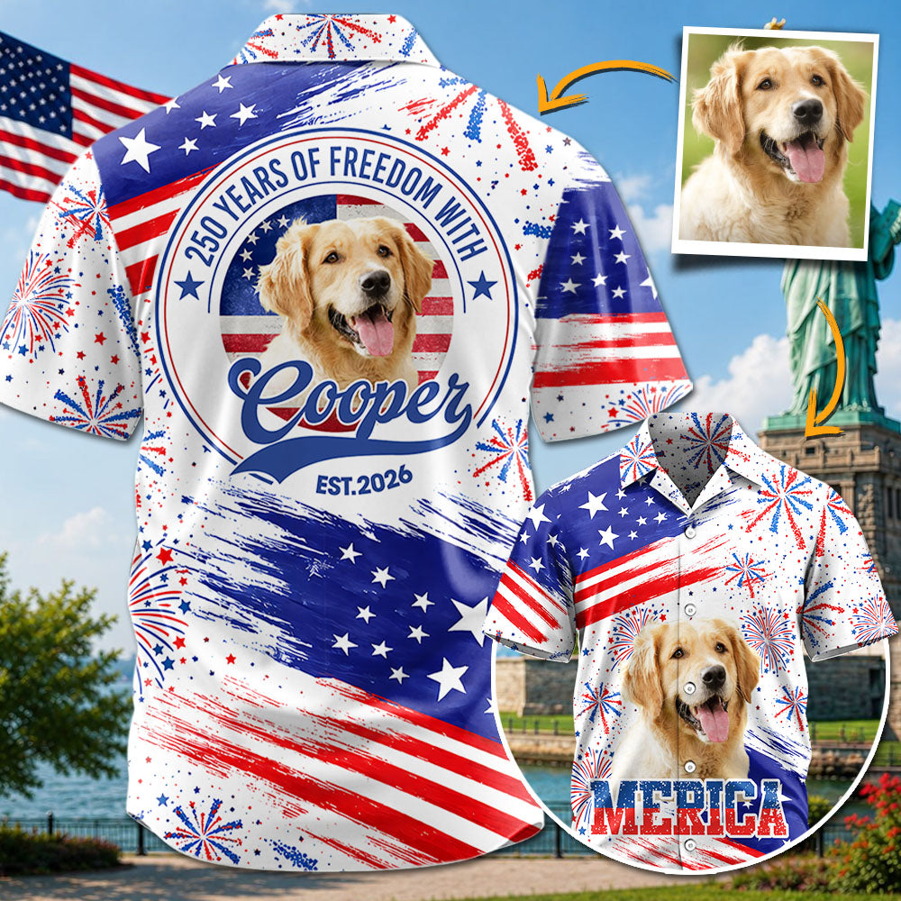 250 Years Of Freedom, Custom Dog Cat Photo Merica Hawaii Shirt, Gift For Dog Cat Lovers MI209 T24