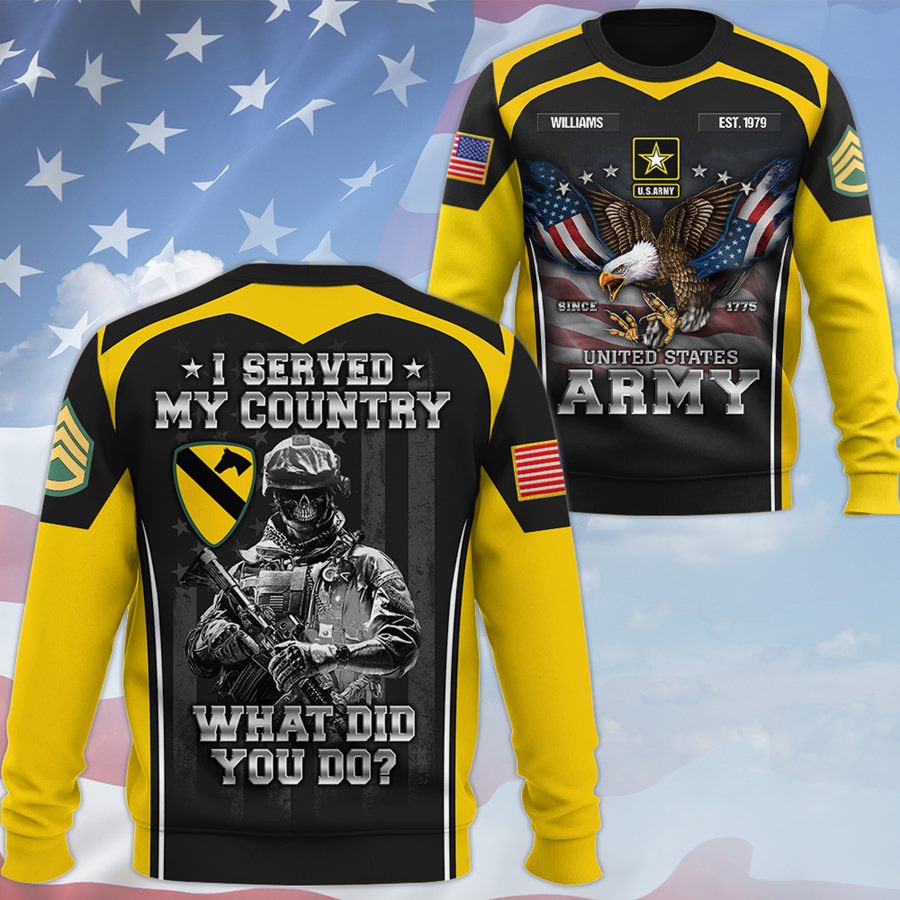 US Military Eagle and Flag I Served My Country What Did You Do All Over Print Shirt Custom Gift For Veteran Soldier H2511 Trna