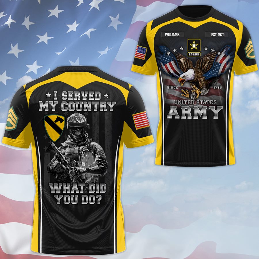 US Military Eagle and Flag I Served My Country What Did You Do All Over Print Shirt Custom Gift For Veteran Soldier H2511 Trna