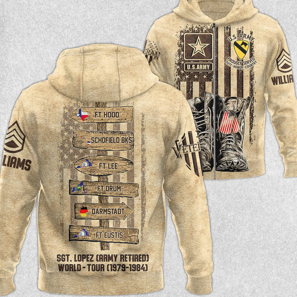 US Military World Tour Custom All Over Print Shirt for Military Retired Veteran Dad Grandpa H2511