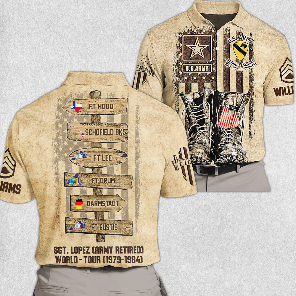 US Military World Tour Custom All Over Print Shirt for Military Retired Veteran Dad Grandpa H2511