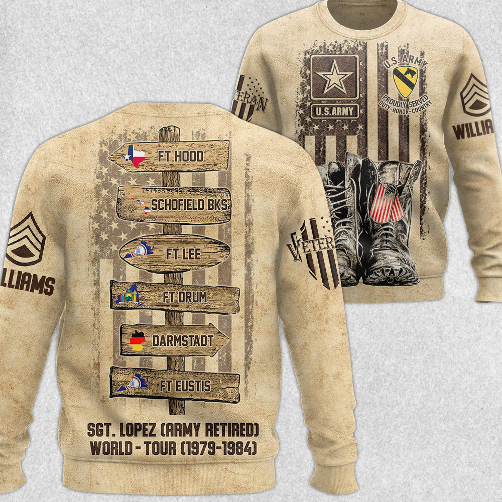 US Military World Tour Custom All Over Print Shirt for Military Retired Veteran Dad Grandpa H2511