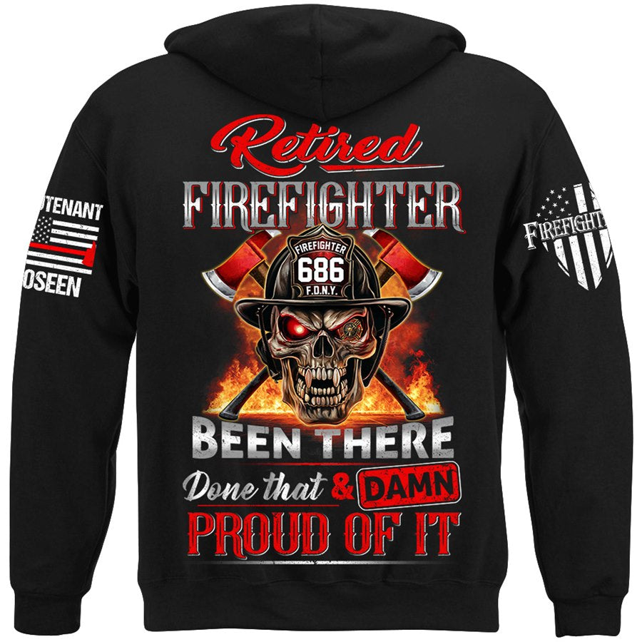 Retired Firefighter Skull Been There Done That And Damn Proud Of It Personalized Shirt Gift For Firemen Firefighter Shirt H2511 Trna