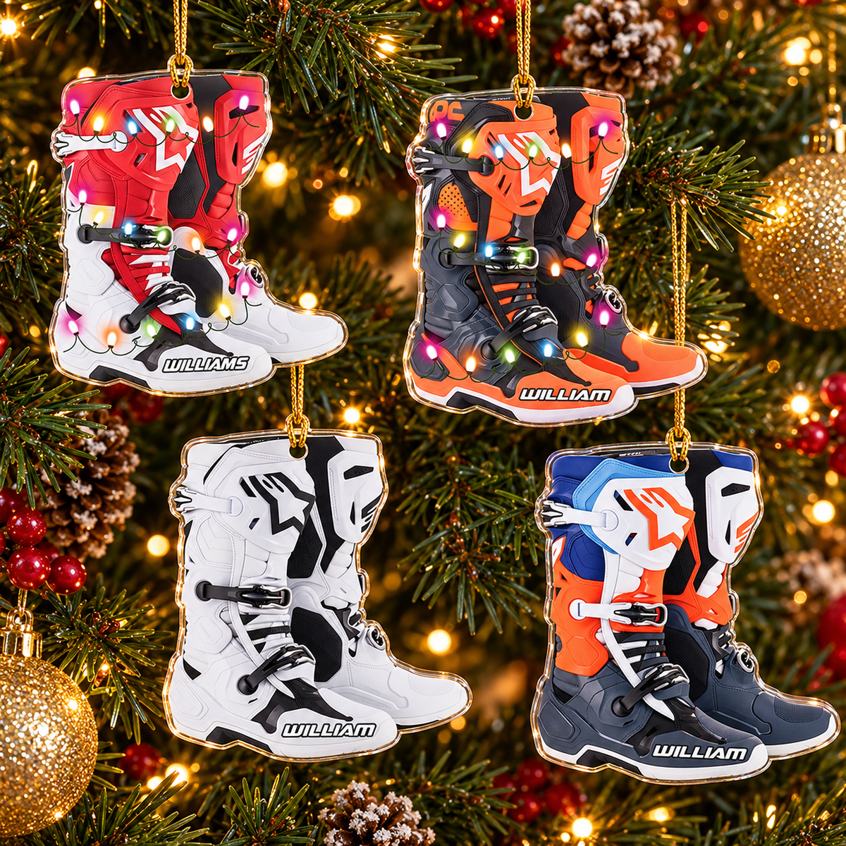 Personalized Ornament Motocross Boots Custom Shaped Ornament, Made By Acrylic And The 2 Sides Are The Same H2511