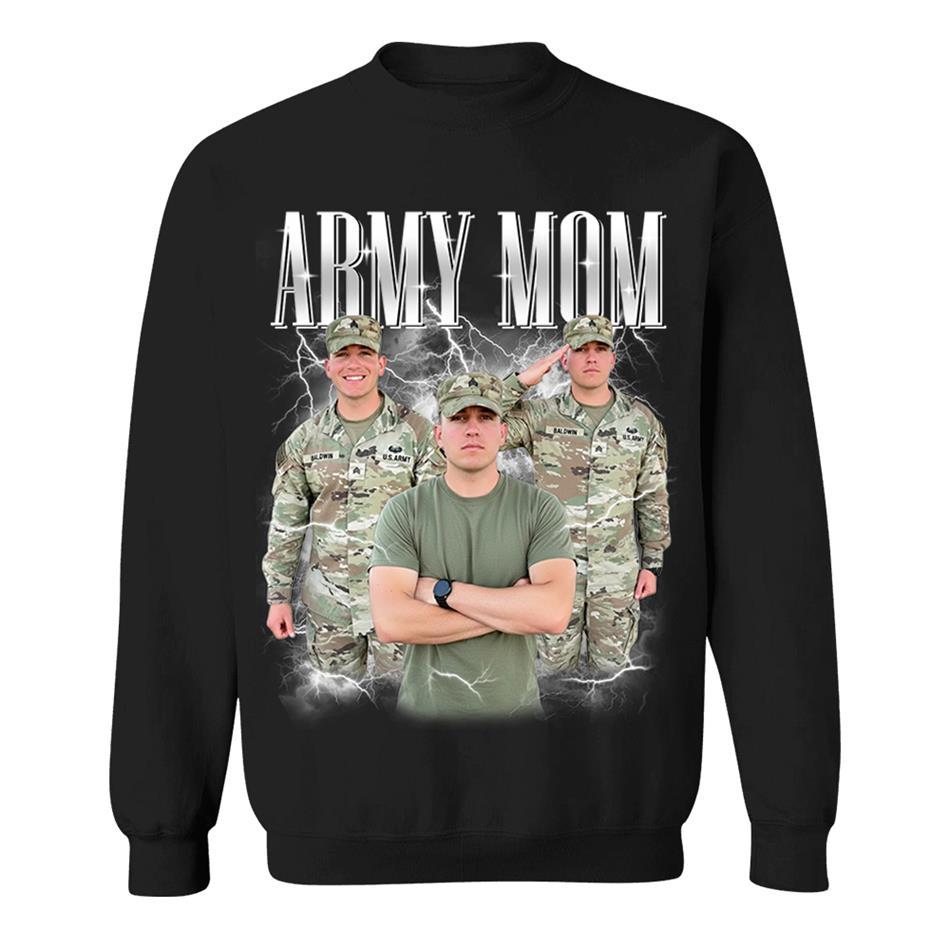 Proud Army Mom Custom Bootleg Shirt 90s Vintage Bootleg Custom Photo Shirt For US Military Family Members H2511