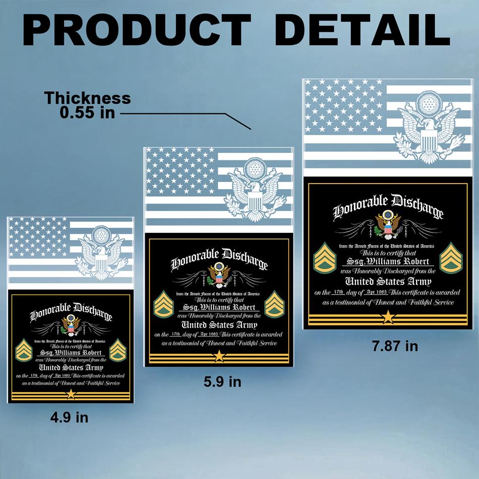 Honorable Discharge Personalized Acrylic Block Plaque Veteran Custom All Military Branches Acrylic Plaque, Gift For Veterans H2511 Trna