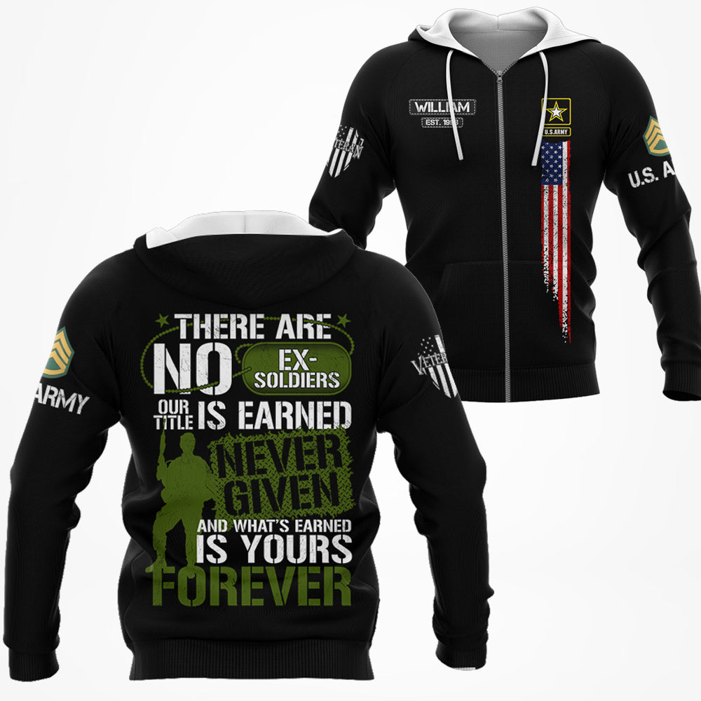 There Are No Ex Soldier Our Title Is Earned Never Given Personalized All Over Print Shirt For Veteran H2511