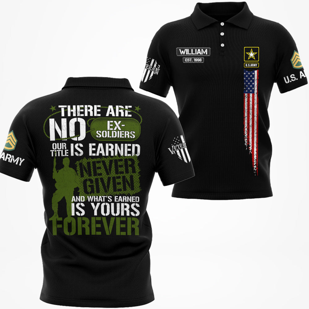 There Are No Ex Soldier Our Title Is Earned Never Given Personalized All Over Print Shirt For Veteran H2511