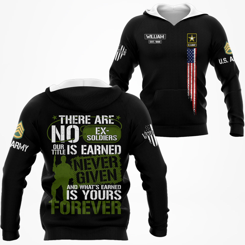 There Are No Ex Soldier Our Title Is Earned Never Given Personalized All Over Print Shirt For Veteran H2511