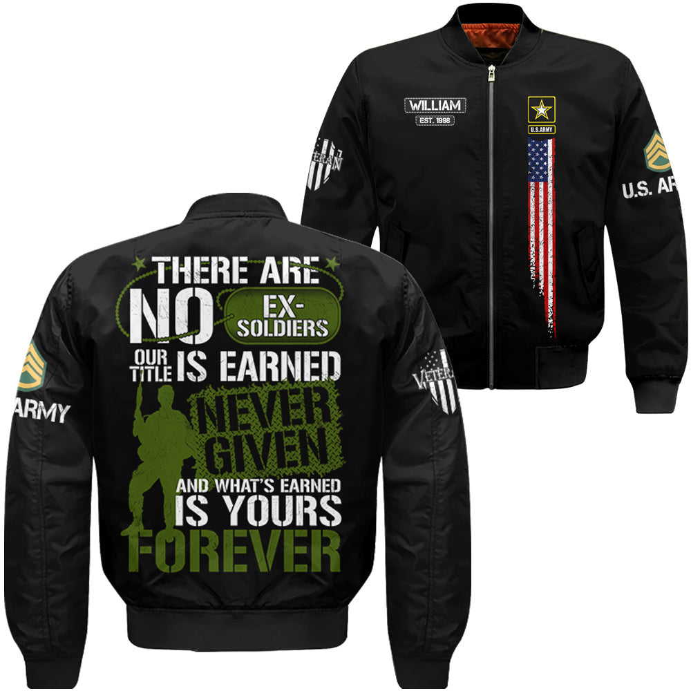 There Are No Ex Soldier Our Title Is Earned Never Given Personalized All Over Print Shirt For Veteran H2511