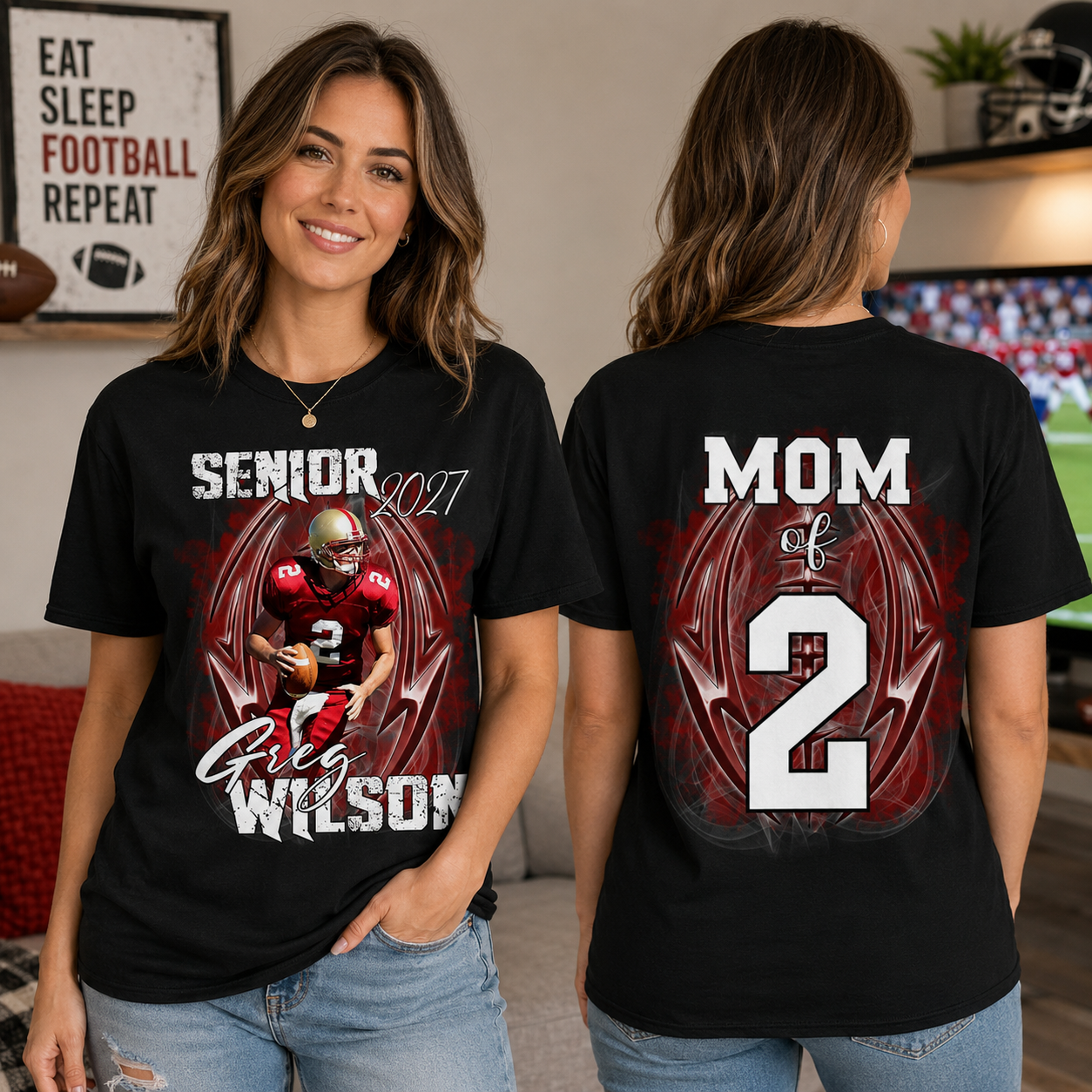 Unique Custom Game Day Shirt For Football Family Football Mom Dad Gameday Shirt H2511