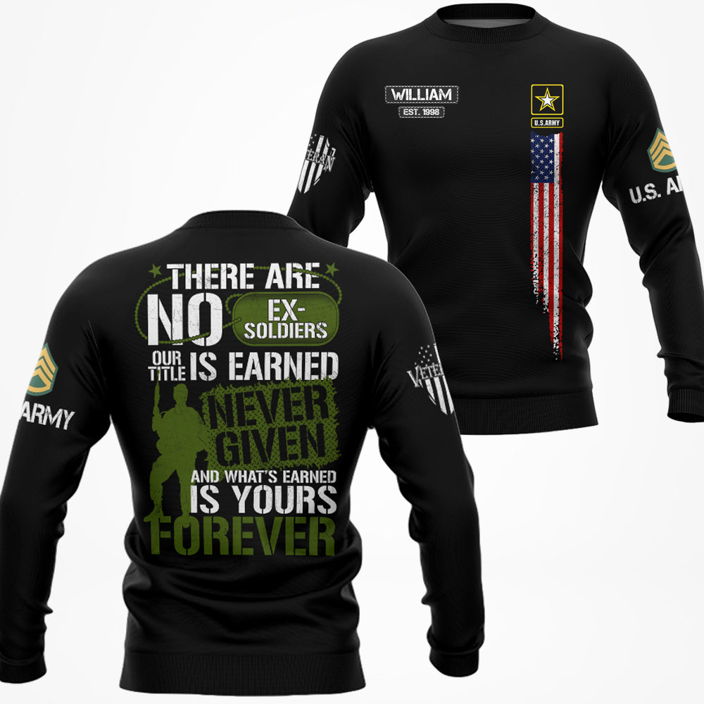 There Are No Ex Soldier Our Title Is Earned Never Given Personalized All Over Print Shirt For Veteran H2511