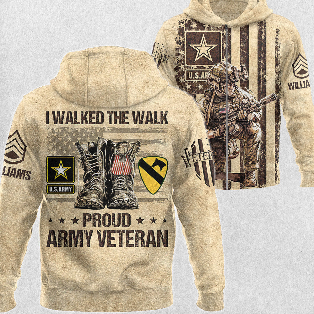 Vintage I Walked The Walk Proud Veteran All Over Print Shirt For Veteran H2511