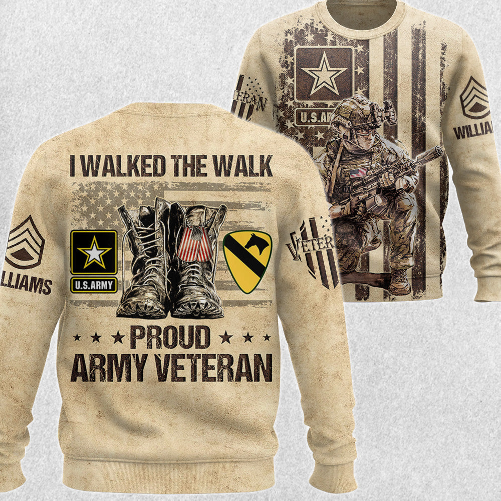 Vintage I Walked The Walk Proud Veteran All Over Print Shirt For Veteran H2511