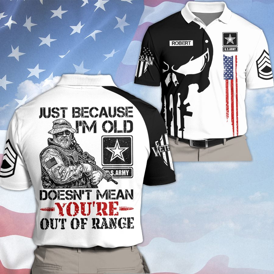 Premium Skull Shirt Just Because I'm Old Doesn't Mean You're Out Of Range Personalized All Over Print Shirt For Veteran H2511 Trna