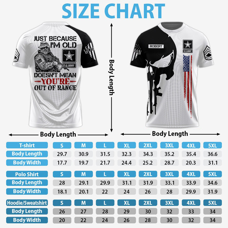 Premium Skull Shirt Just Because I'm Old Doesn't Mean You're Out Of Range Personalized All Over Print Shirt For Veteran H2511 Trna