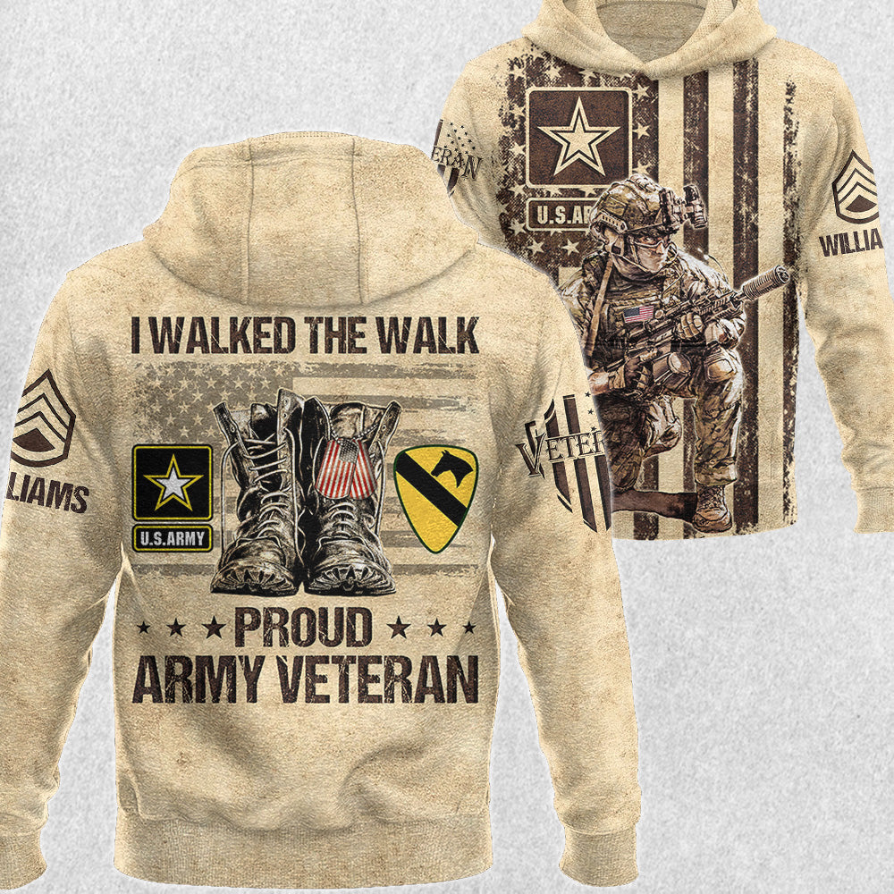 Vintage I Walked The Walk Proud Veteran All Over Print Shirt For Veteran H2511