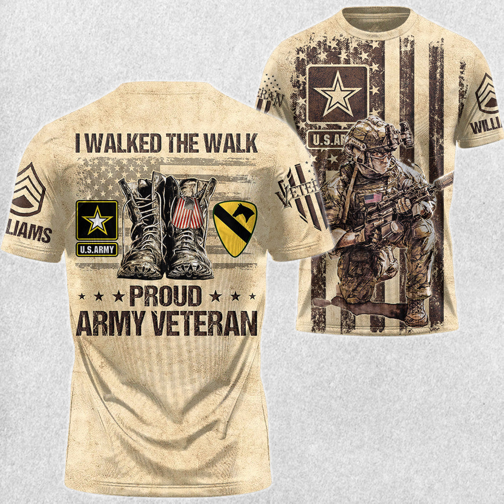 Vintage I Walked The Walk Proud Veteran All Over Print Shirt For Veteran H2511
