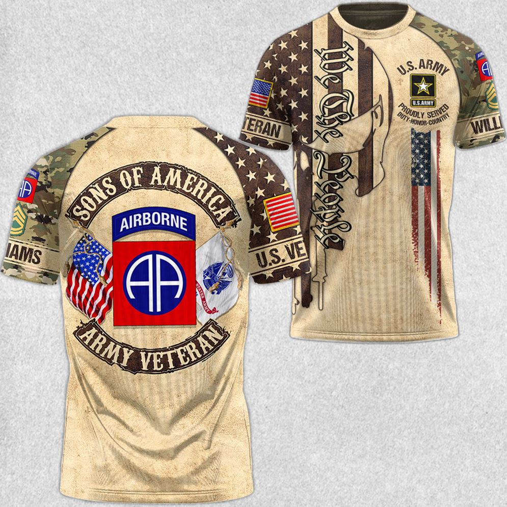 All Over Print Shirt Custom Division Logo Sons Of America Vintage Shirt For Veteran H2511