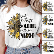 My Favorite Soldier Calls Me Mom Sunflower Glitter Camouflage Shirt Gift For US Army Military Mom Wife Grandma Shirt H2511 Trna