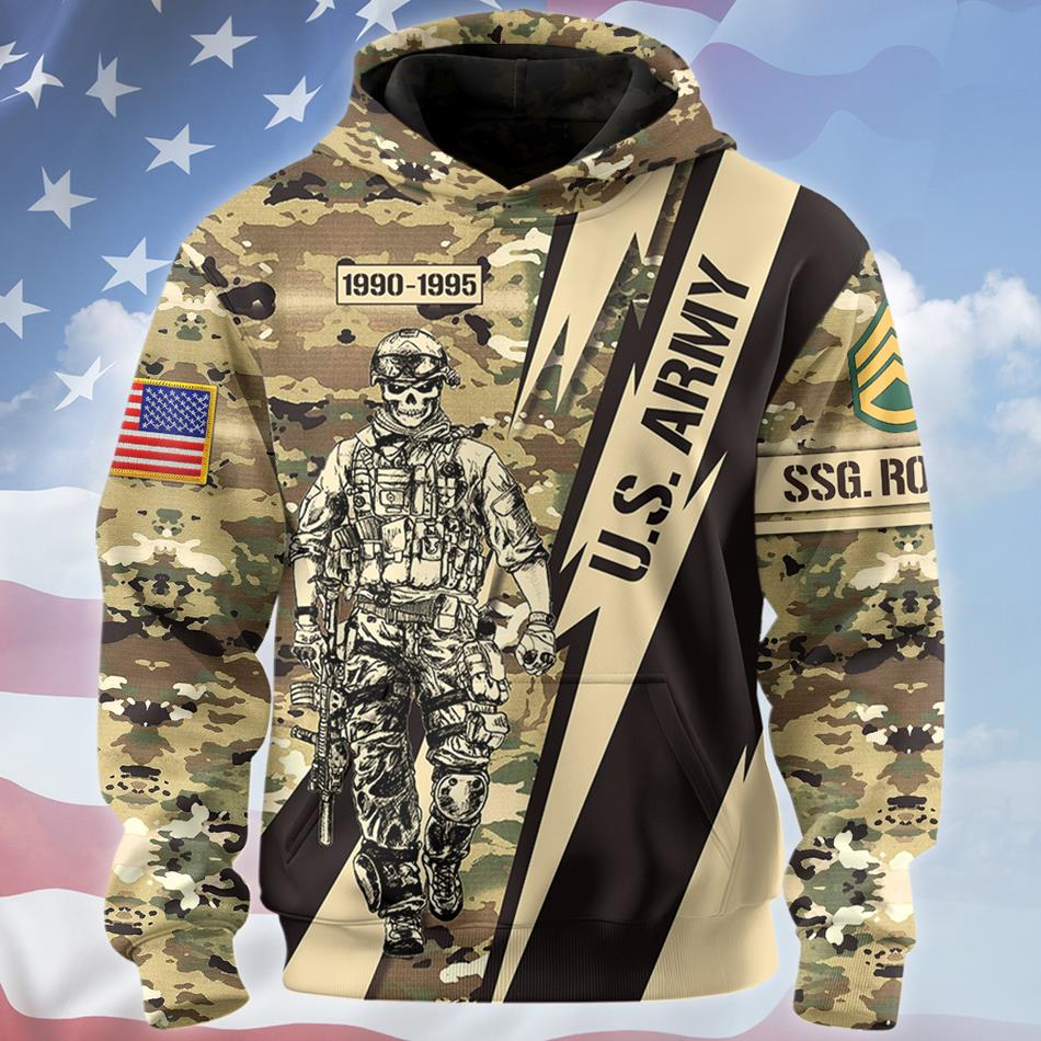 Custom All Military Branches Camouflage Lightning All Over Print Shirt For Veteran H2511 Trna