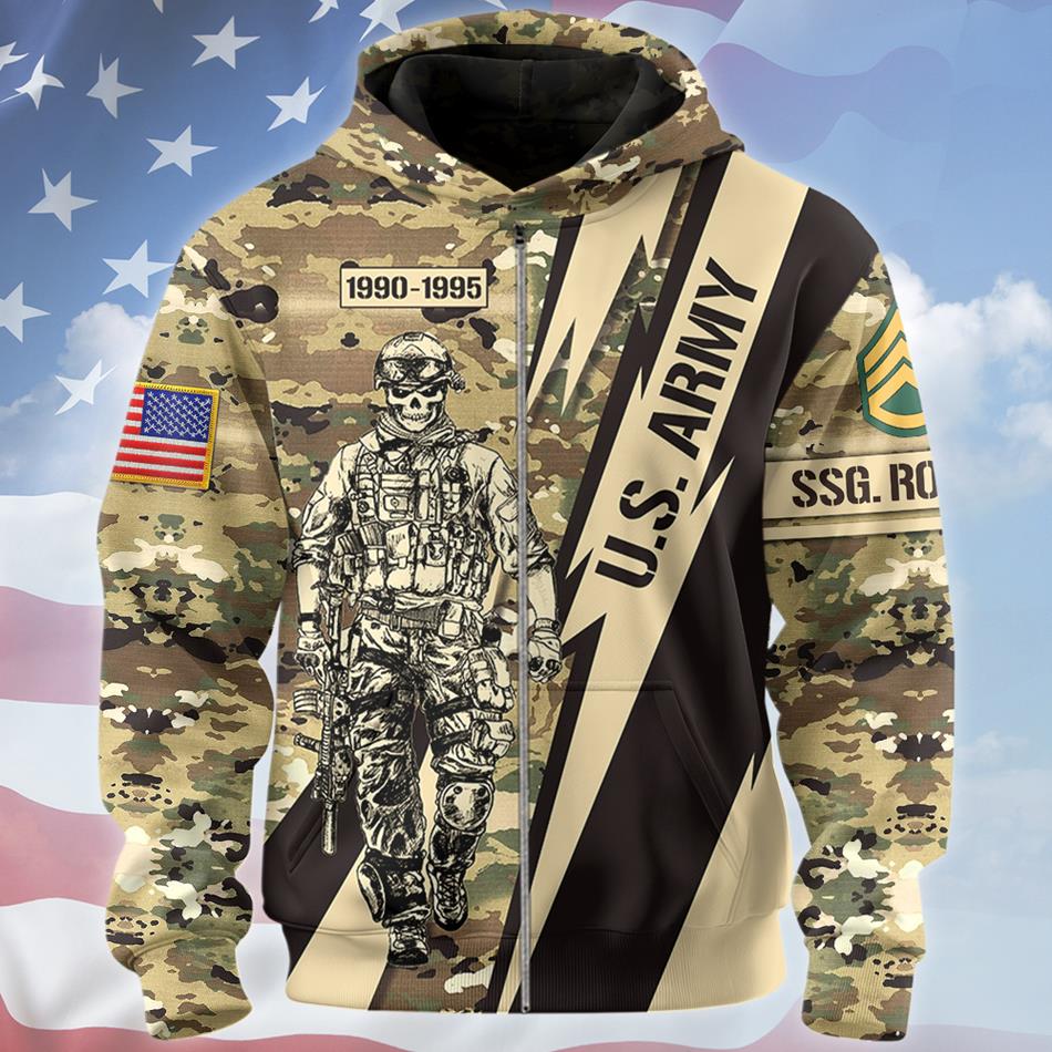 Custom All Military Branches Camouflage Lightning All Over Print Shirt For Veteran H2511 Trna