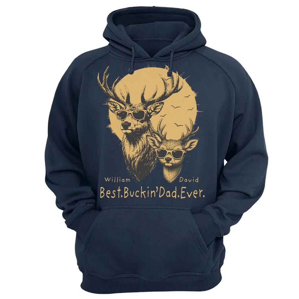 Personalized Best Buckin' Dad Ever T-Shirt Father Day Gifts for Dad Funny Papa Tshirt Cool Daddy Hunting Tee Vr2 Hv01
